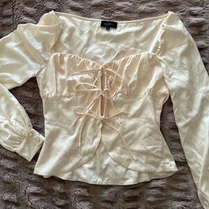 Majorelle Tie Front Bustier Blouse